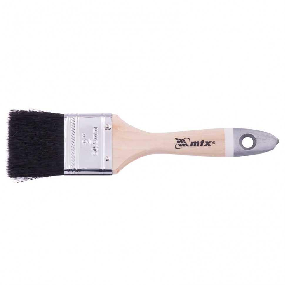 Кисть плоская, натуральная черная щетина, деревянная ручка 2" MTX Кисти плоские фото, изображение